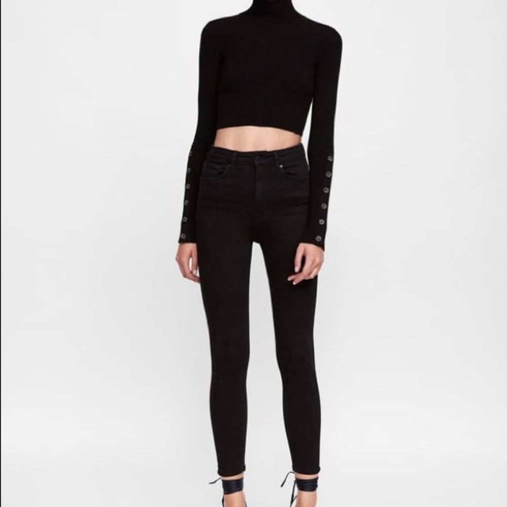 ZARA HIGH WAIST BLACK JEANS